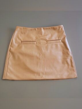 A New Day Faux Leather Mini Skirt Tan Cognac Vegan Leather Size 2